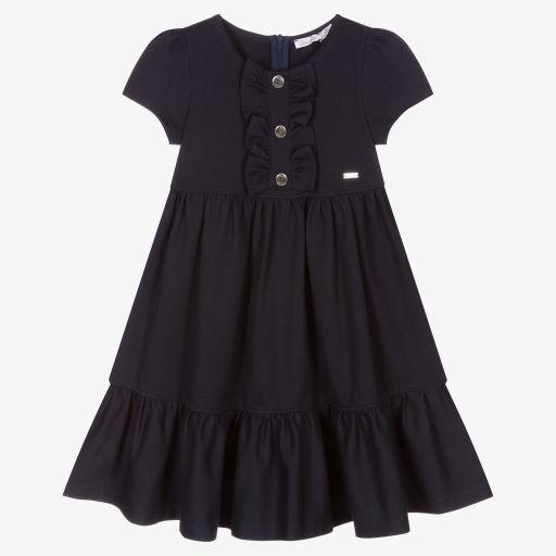 Patachou-Girls Navy Blue Jersey Dress  | Childrensalon Outlet