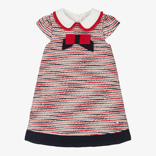 Patachou-Girls Navy Blue & Red Tweed Dress | Childrensalon Outlet