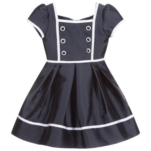 Patachou-Girls Navy Blue Satin Dress | Childrensalon Outlet