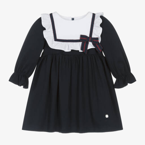 Patachou-Girls Navy Cotton Jersey Dress | Childrensalon Outlet