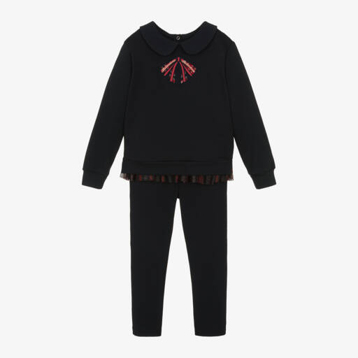 Patachou-Girls Navy Cotton Trousers Outfit | Childrensalon Outlet