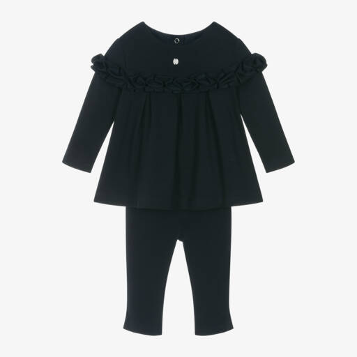 Patachou-Girls Navy Ruffle Outfit Set | Childrensalon Outlet