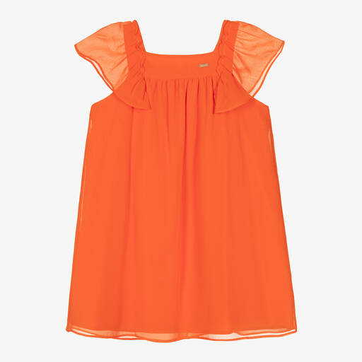 Patachou-Girls Orange Chiffon Dress | Childrensalon Outlet