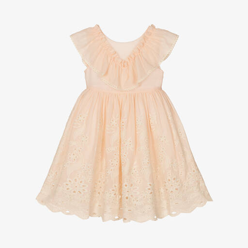 Patachou-Girls Pale Pink Broderie Anglaise Dress | Childrensalon Outlet