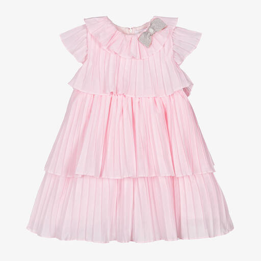 Patachou-Розовое плиссированное платье из хлопка для девочек | Childrensalon Outlet