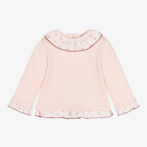 Patachou-Girls Pale Pink Ruffle Sweater | Childrensalon Outlet