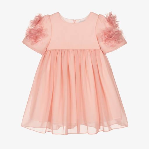 Patachou-Girls Pink Bouquet Sleeve Dress | Childrensalon Outlet