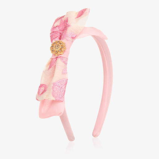 Patachou-Girls Pink Bow Hairband | Childrensalon Outlet
