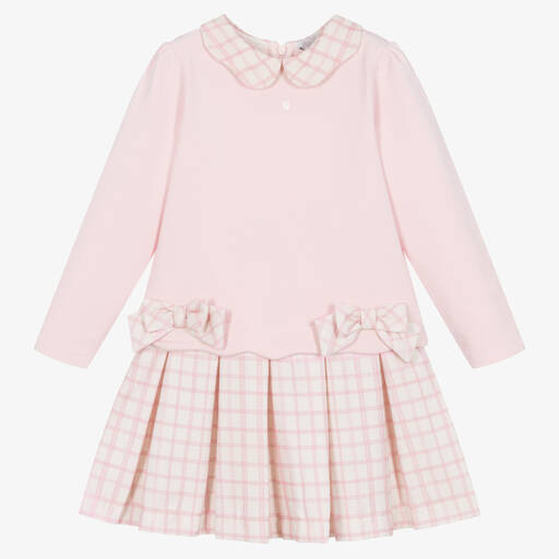 Patachou-Girls Pink Check Collar Dress | Childrensalon Outlet