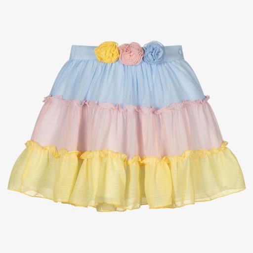 Patachou-تنورة شيفون لون زهري وأصفر وأزرق | Childrensalon Outlet