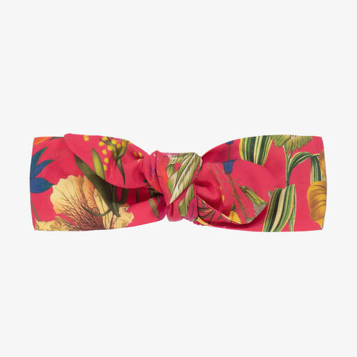 Patachou-Girls Pink Cotton Botanical Bow Headband | Childrensalon Outlet