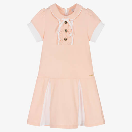 Patachou-Girls Pink Cotton Piqué Dress | Childrensalon Outlet