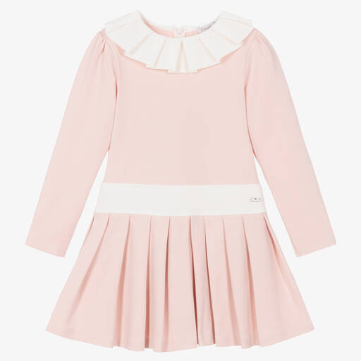 Patachou-Girls Pink Cotton Pleated Dress | Childrensalon Outlet