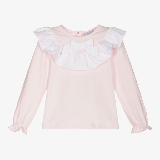 Patachou-Girls Pink Cotton Ruffle Top | Childrensalon Outlet