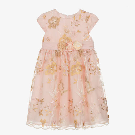 Patachou-Girls Pink Embroidered Floral Dress | Childrensalon Outlet