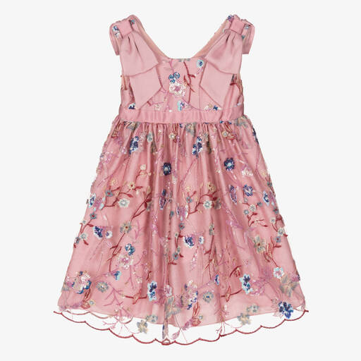 Patachou-Girls Pink Embroidered Floral Dress | Childrensalon Outlet
