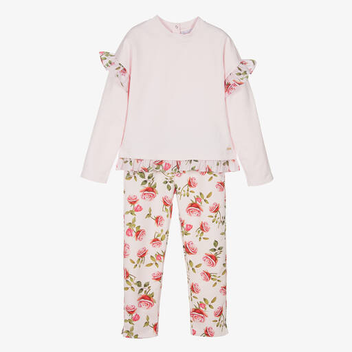 Patachou-Survêtement rose en coton à fleurs | Childrensalon Outlet
