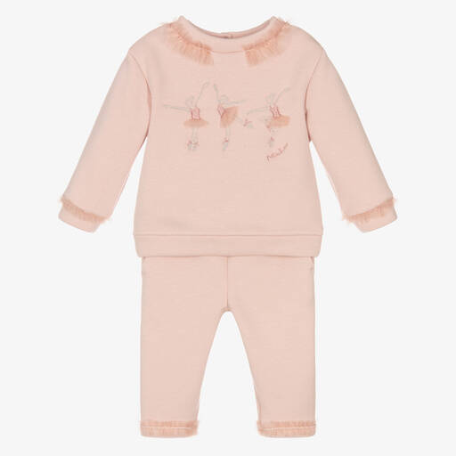 Patachou-Girls Pink Jersey Trouser Set | Childrensalon Outlet