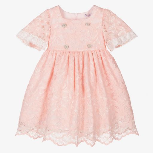 Patachou-Girls Pink Lace Dress  | Childrensalon Outlet