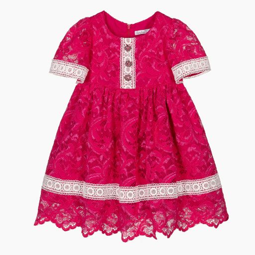 Patachou-Girls Pink Lace Dress  | Childrensalon Outlet