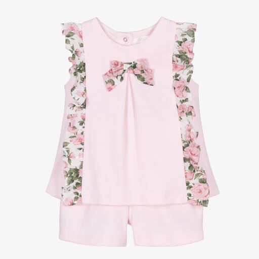 Patachou-Girls Pink Liberty Print Shorts Set | Childrensalon Outlet