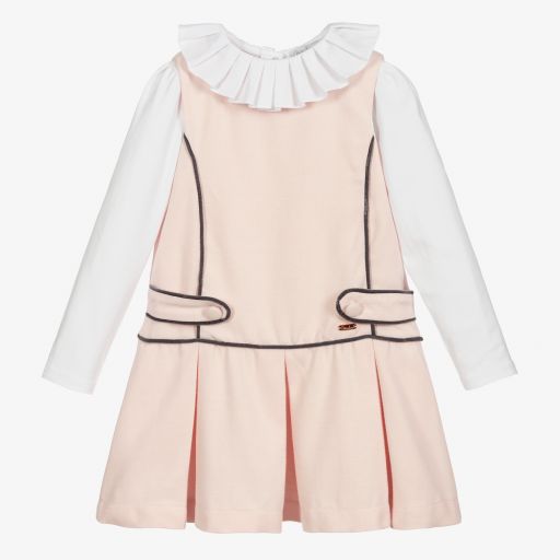 Patachou-طقم فستان بينافور مزيج قطن لون زهري | Childrensalon Outlet