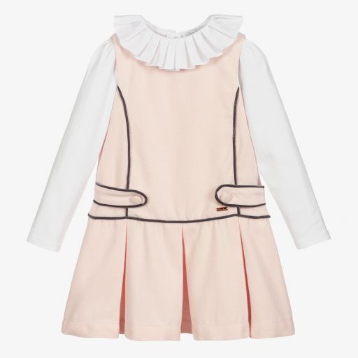 Patachou-Girls Pink Pinafore Dress Set | Childrensalon Outlet