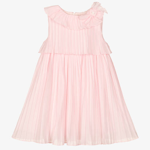 Patachou-Girls Pink Pleated Cotton Dress | Childrensalon Outlet