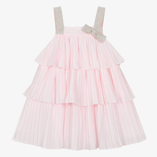 Patachou-Girls Pink Pleated Voile Dress | Childrensalon Outlet