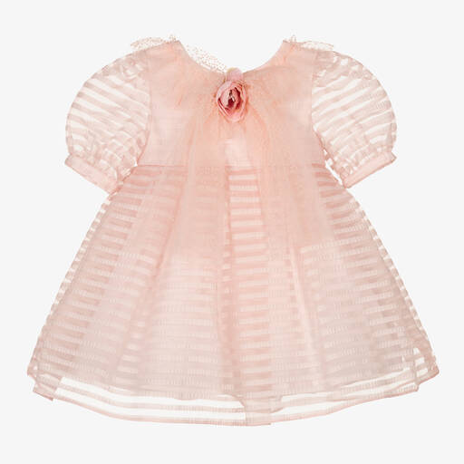 Patachou-Robe rose rayée en organza fille | Childrensalon Outlet