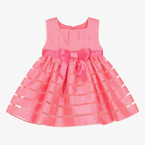 Patachou-Girls Pink Striped Satin & Organza Dress | Childrensalon Outlet