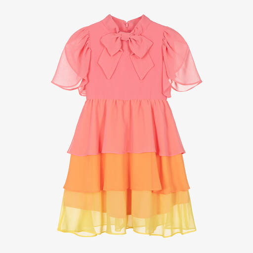 Patachou-Girls Pink Tiered Chiffon Dress | Childrensalon Outlet