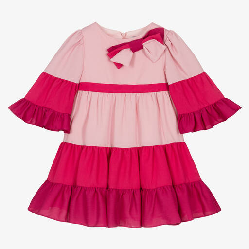 Patachou-Robe rose en crêpe à volants Fille | Childrensalon Outlet