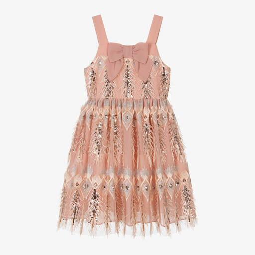 Patachou-Розовое платье из тюля с пайетками для девочек | Childrensalon Outlet