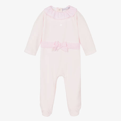 Patachou-Girls Pink Velour Babygrow | Childrensalon Outlet