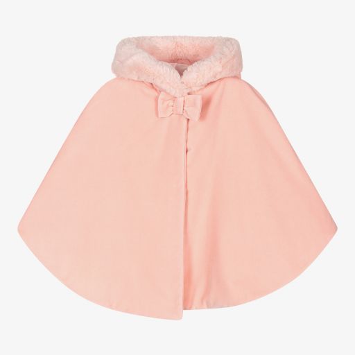 Patachou-Girls Pink Velvet Hooded Cape | Childrensalon Outlet