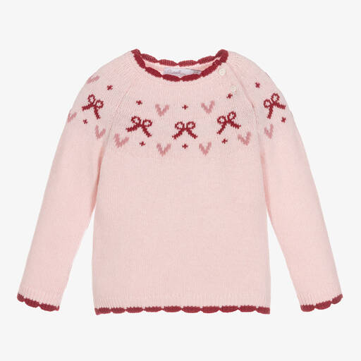 Patachou-Girls Pink Wool Sweater | Childrensalon Outlet