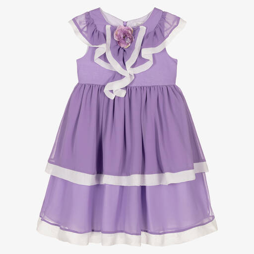 Patachou-Girls Purple Chiffon Dress | Childrensalon Outlet