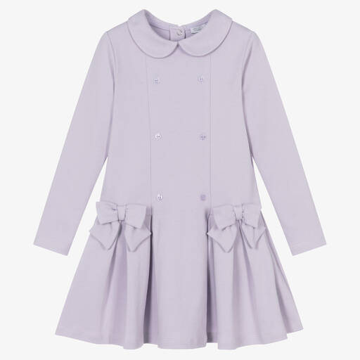 Patachou-Girls Purple Cotton Jersey Dress | Childrensalon Outlet