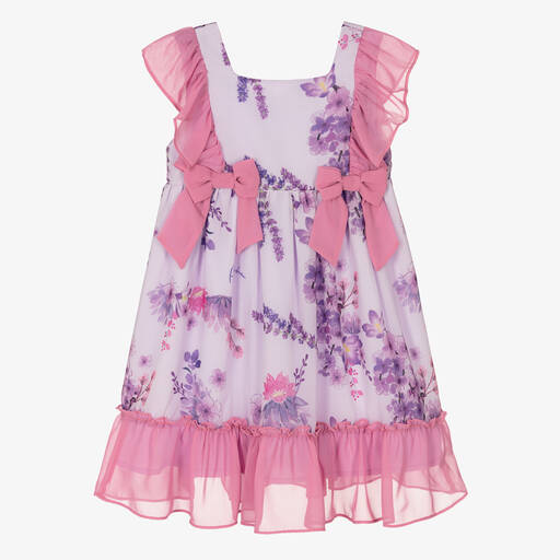 Patachou-Girls Purple Floral Chiffon Dress | Childrensalon Outlet