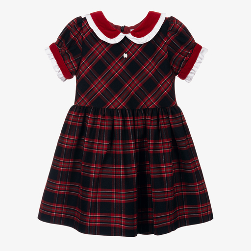 Patachou-فستان صوف فانيلا تارتان لون أحمر وكحلي | Childrensalon Outlet