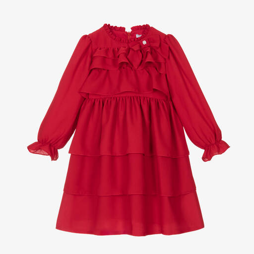 Patachou-Girls Red Chiffon Dress | Childrensalon Outlet