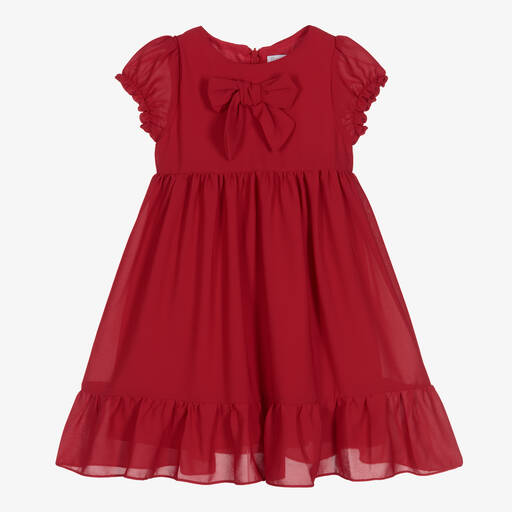 Patachou-Girls Red Crêpe Bow Dress | Childrensalon Outlet