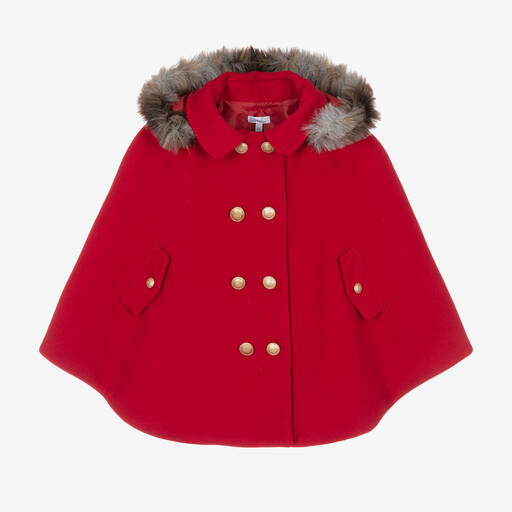 Patachou-Girls Red Hooded Cape | Childrensalon Outlet