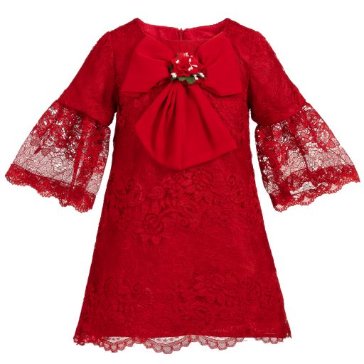 Patachou-Girls Red Lace Dress | Childrensalon Outlet
