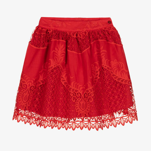 Patachou-Girls Red Lace Skirt | Childrensalon Outlet