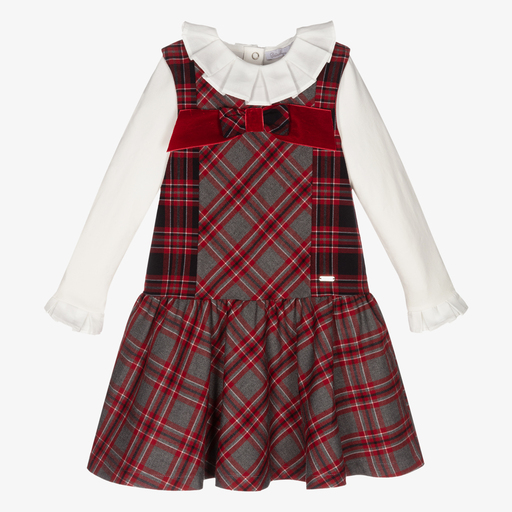 Patachou-Girls Red Tartan Dress Set | Childrensalon Outlet