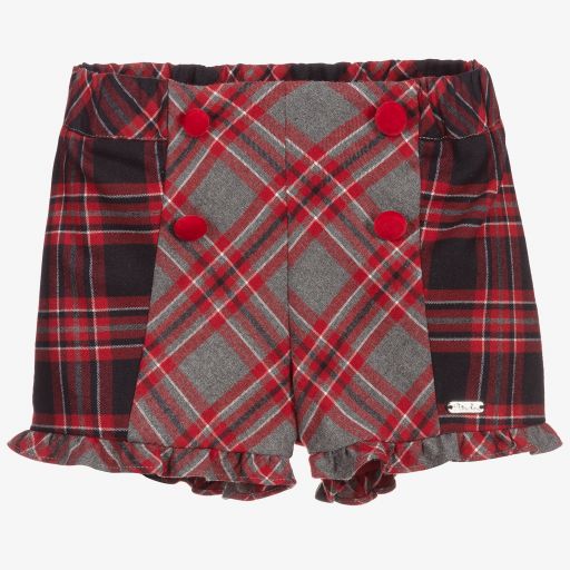 Patachou-Girls Red Tartan Shorts | Childrensalon Outlet