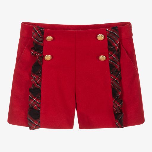 Patachou-Girls Red Tartan Shorts | Childrensalon Outlet