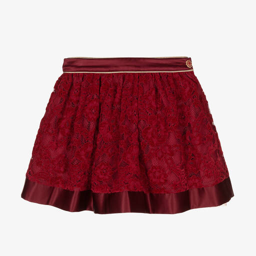 Patachou-Girls Red Velvet Lace Skirt | Childrensalon Outlet